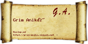 Grim Anikó névjegykártya